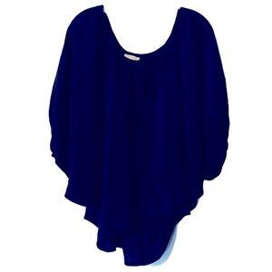 Chelsea‎ Flower 100% silk blouse blue top large